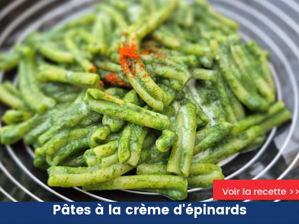 Pâtes à la crème d'épinards